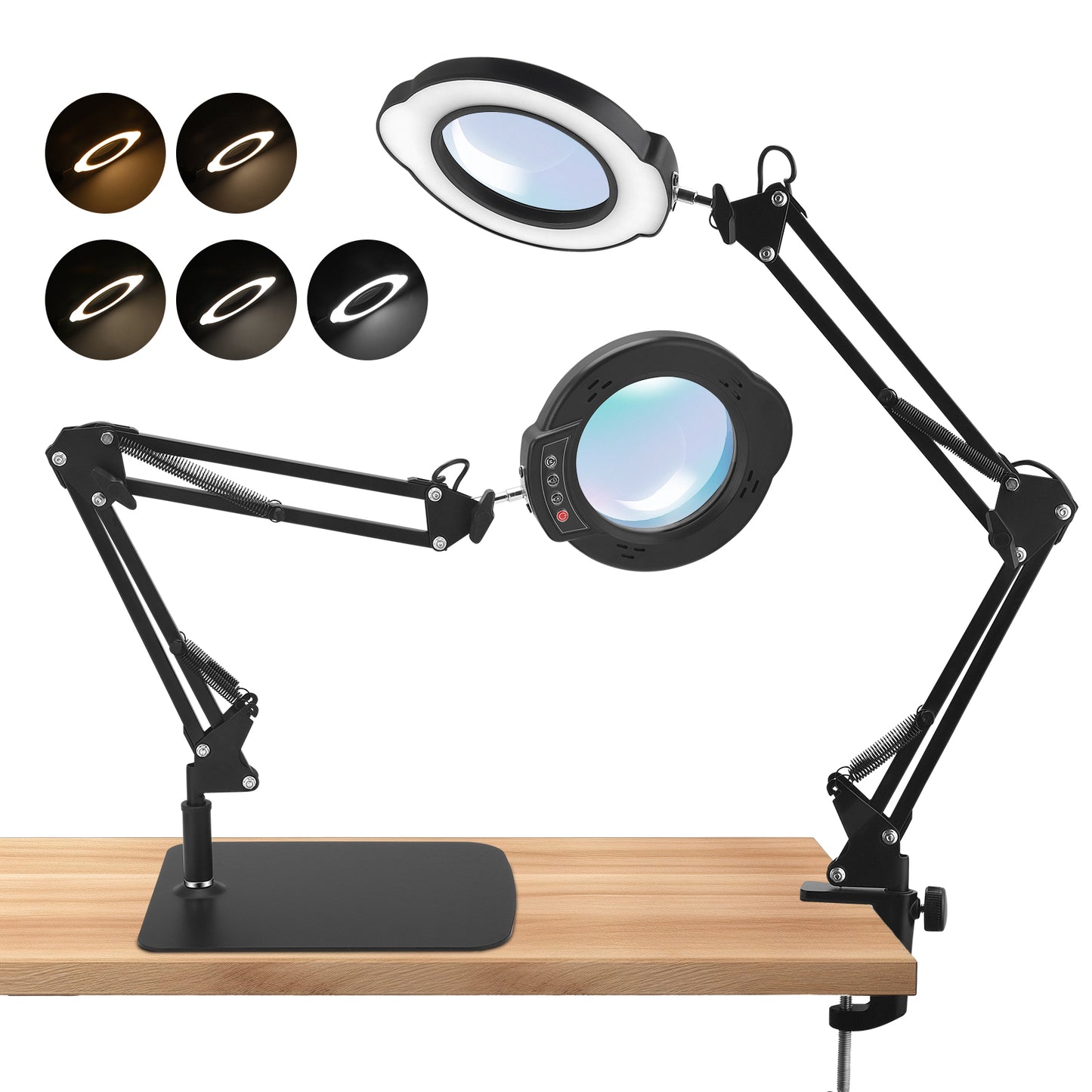 Loupe 10X avec Lampe LED – Bras Articulé avec Pince et Variateur pour Bureau et Réparation
