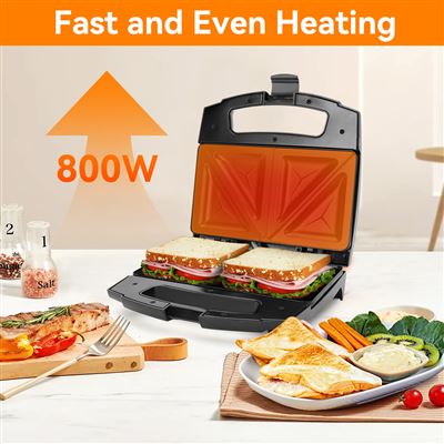 Grille-Pain Sandwich Aigostar Lamo 800W – Machine à Croque-Monsieur Double Plaque Antiadhésive, Cuisson Rapide, Poignée Anti-Brûlure, Compac