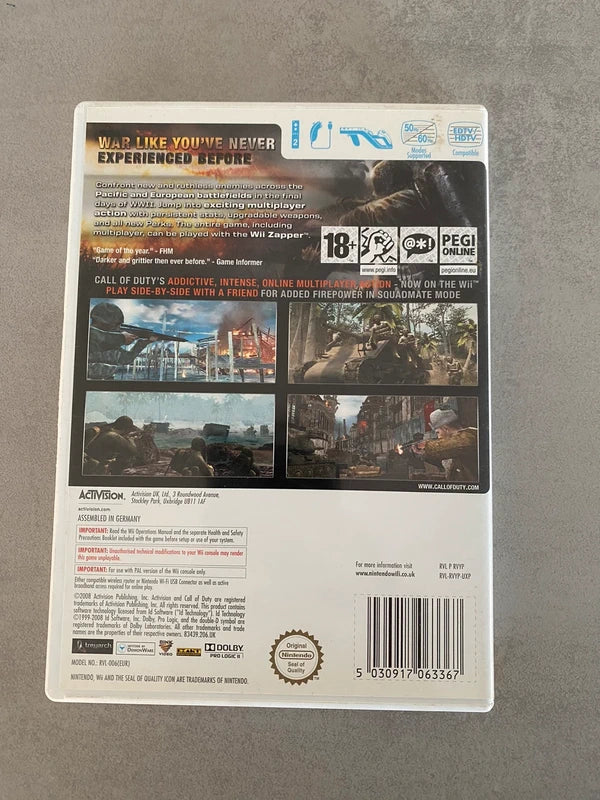WII game call of duty world at war