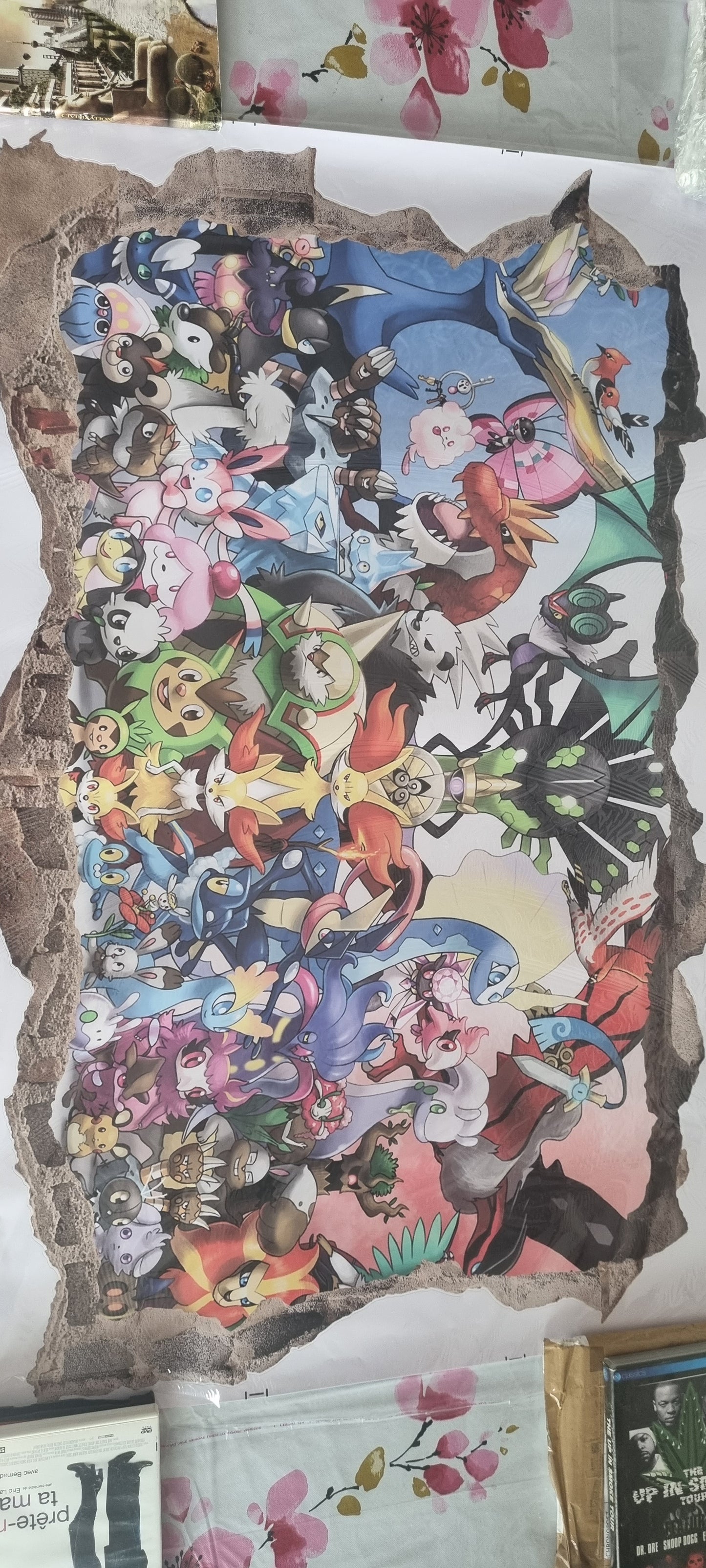 Stickers muraux Pokémon – décoration murale grand format 90x60 cm – chambre enfant, salon, gaming – univers manga, pop culture – 8