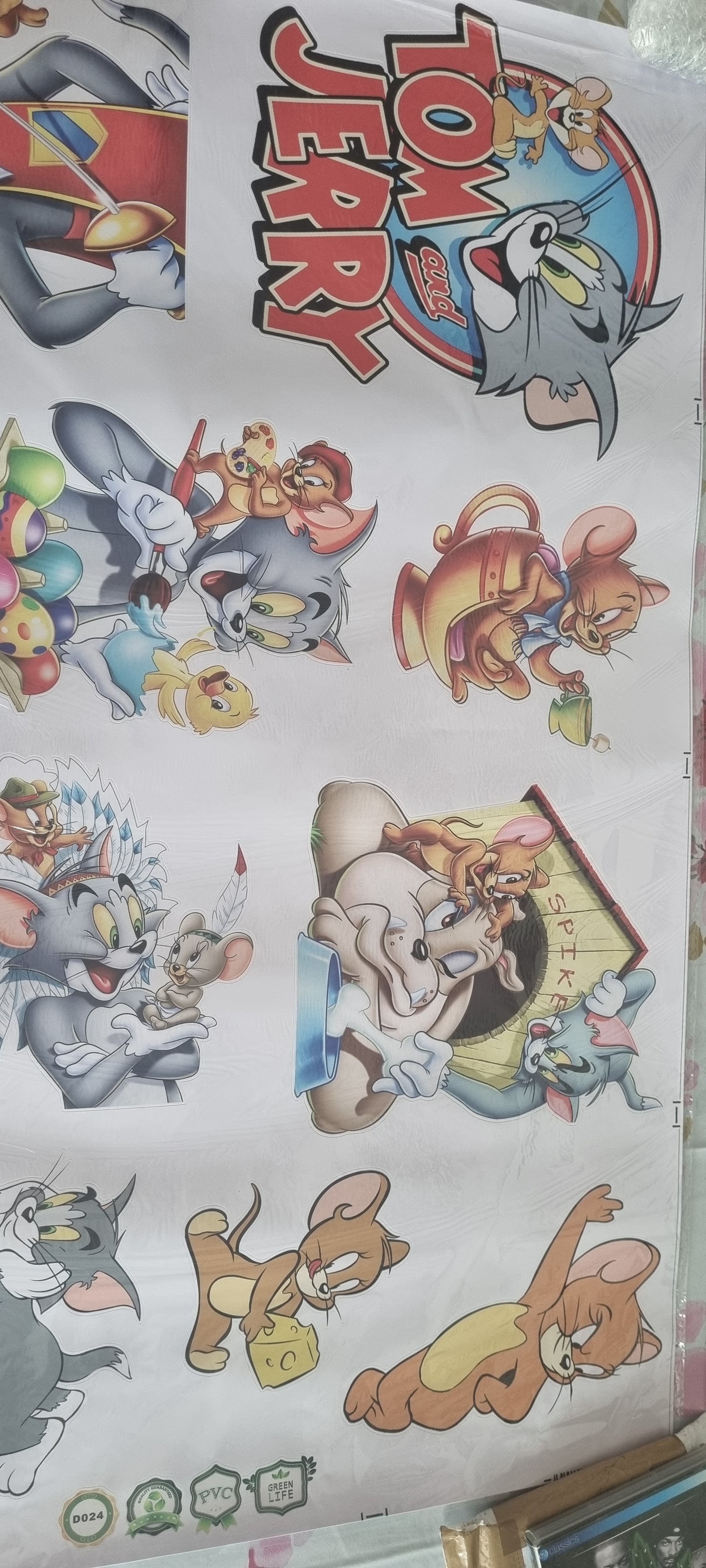 Stickers muraux Tom & Jerry – grand format 90x60 cm – déco fun pour chambre d’enfant, salon ou salle de jeux – vintage cartoon – 8