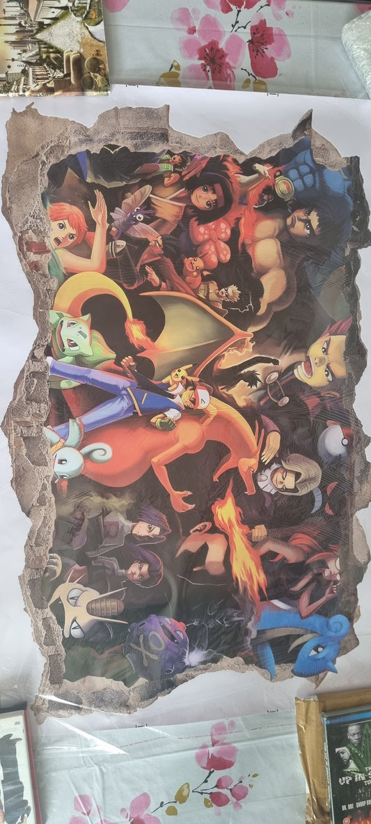 Stickers mural Pokémon – Combat ultime ! Héros et ennemis en clash légendaire – Grand format 90x60 cm – 8