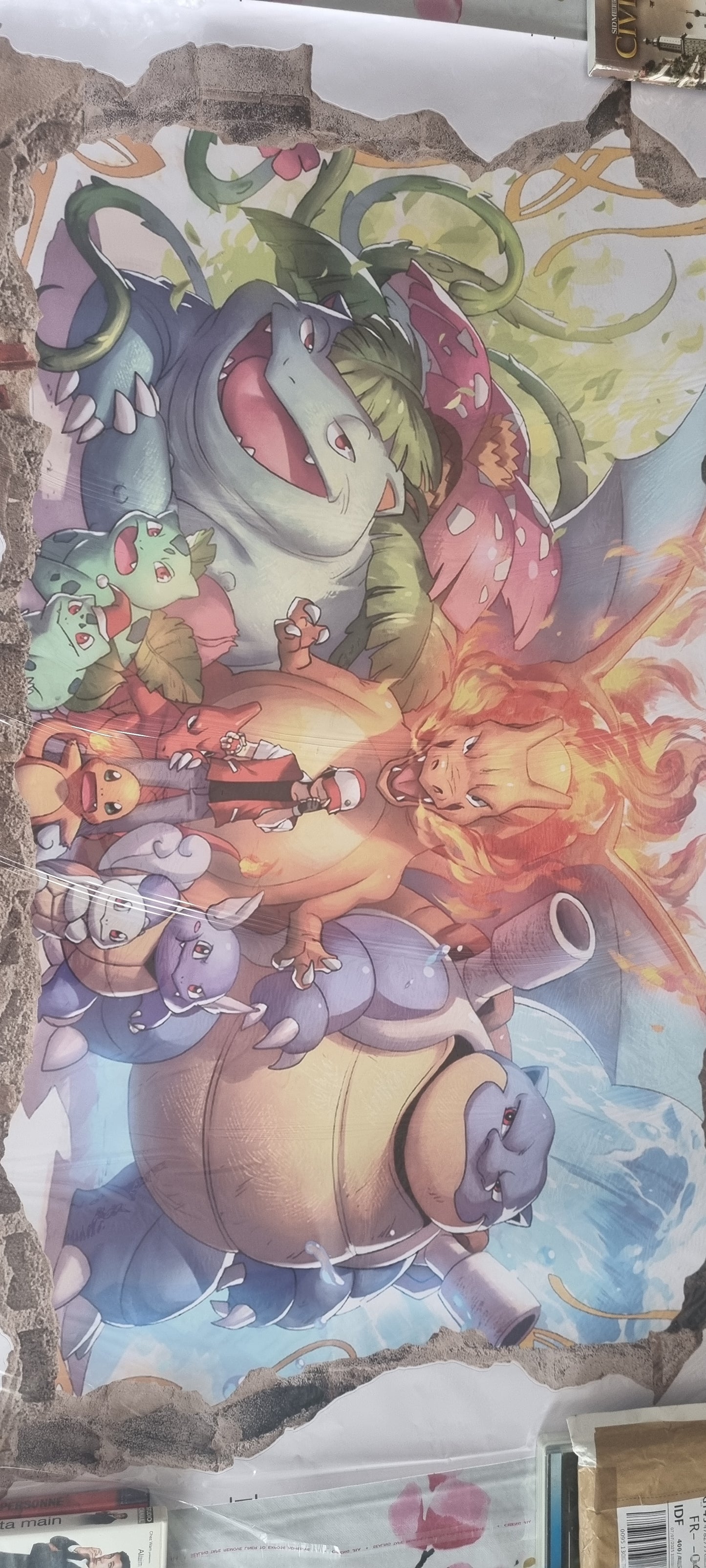 Stickers muraux Pokémon – Charizard, Tortank & Florizarre – Grand format 90 x 60 cm – Décoration murale chambre enfant ou gamer – 8