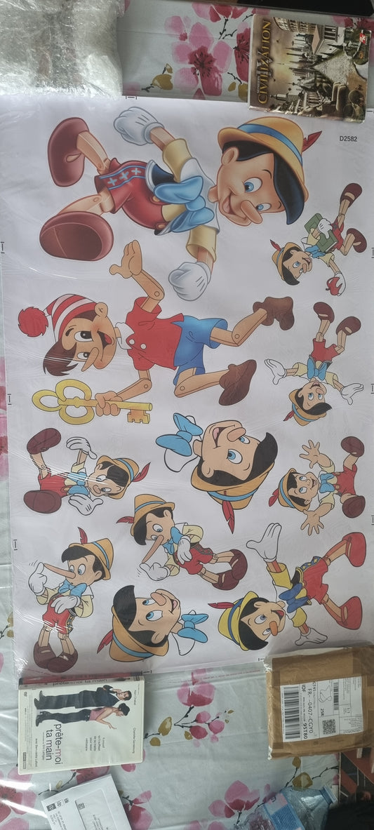 Stickers muraux Pinocchio – Décoration murale grand format 90 x 60 cm – Chambre enfant, dessin animé, style vintage – 8