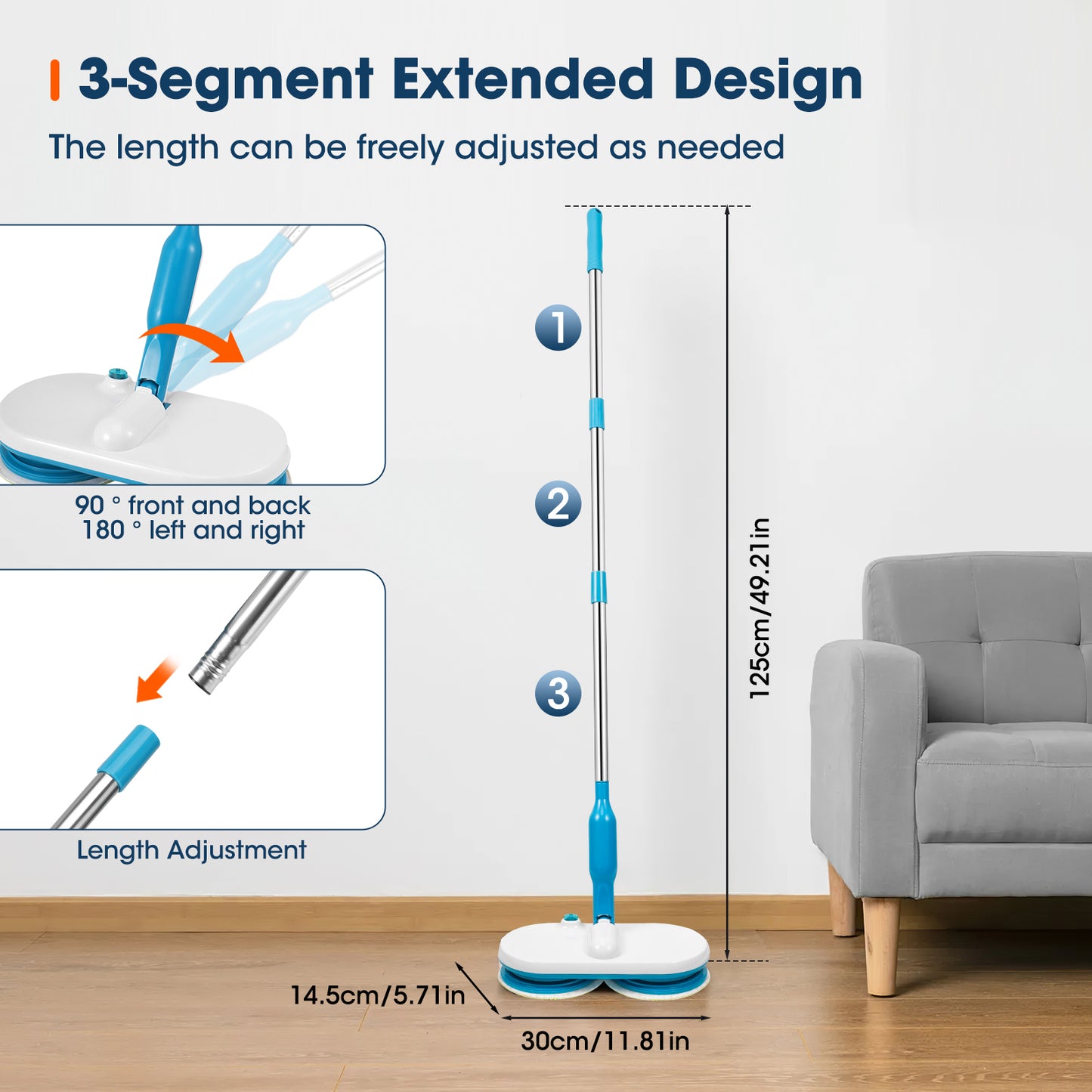 Balai Serpillière Électrique Sans Fil USB – Nettoyeur Rotatif avec Double Tête Microfibre, Léger et Rechargeable pour Sols Maison