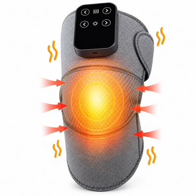 Genouillère Chauffante & Vibrante 3 en 1 – Masseur de Genou Rechargeable – Chaleur & Massage pour Genou, Coude & Épaule
