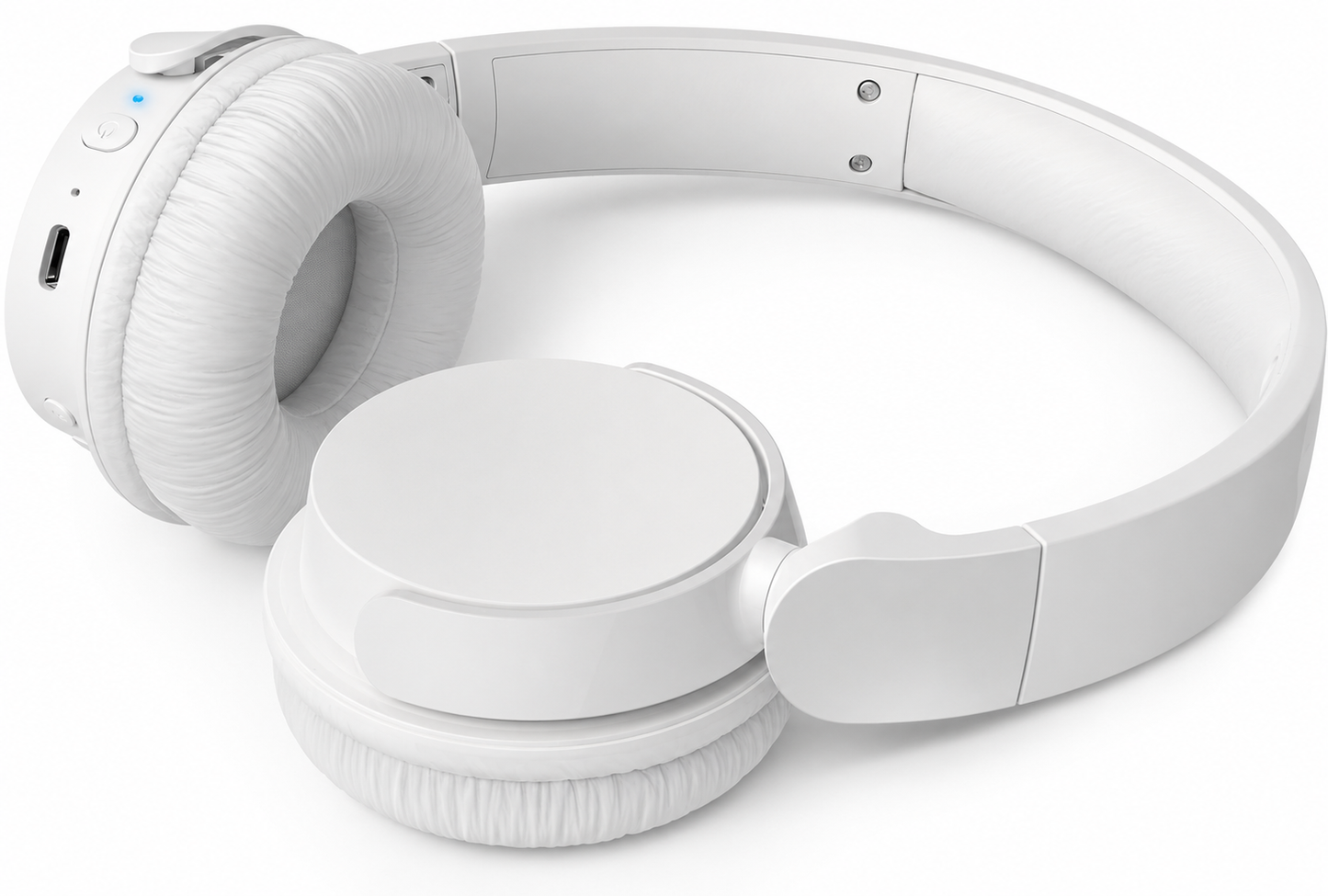 Casque Bluetooth 5.3 Supra-Aural Pliable – HiFi, 55H Autonomie, Micro Intégré, USB-C, Blanc