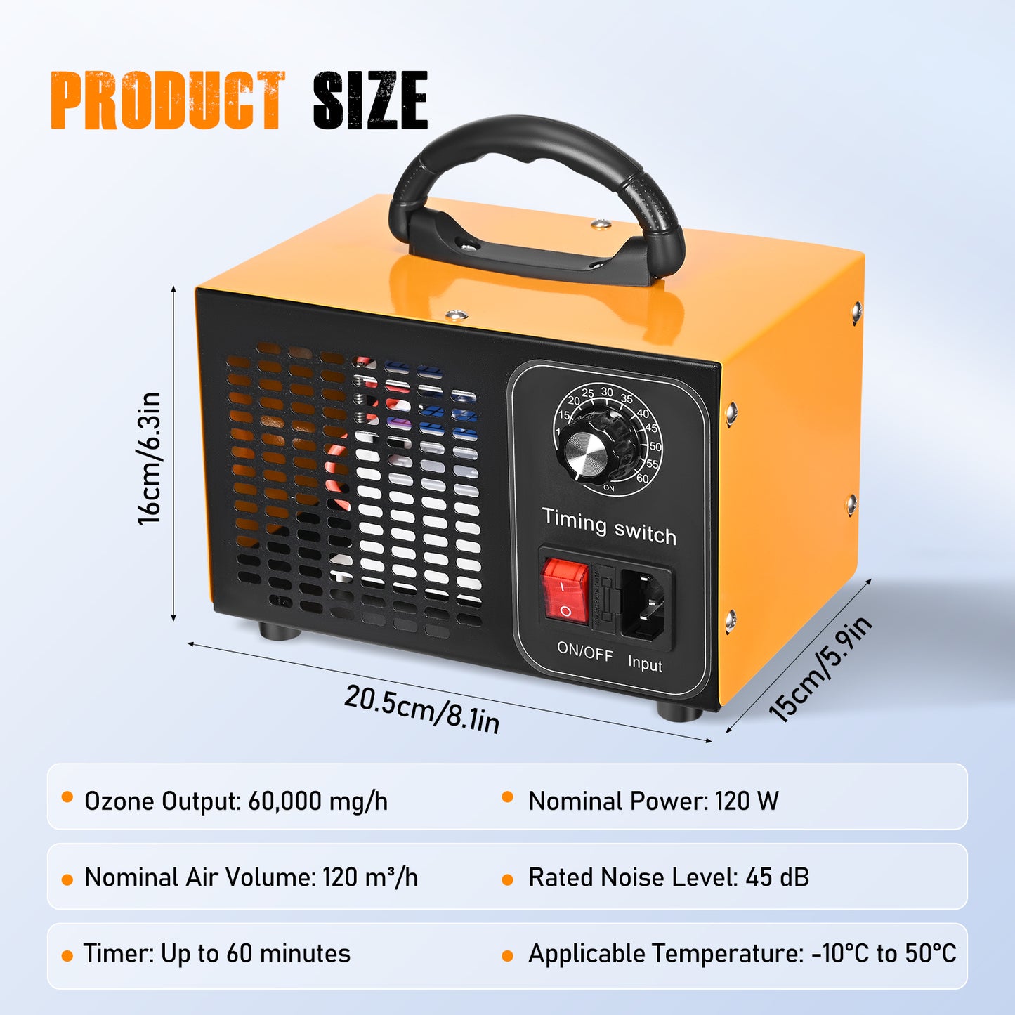 Générateur d’Ozone 60000 mg/h – Purificateur d’Air 400 m² avec Minuterie 120 min