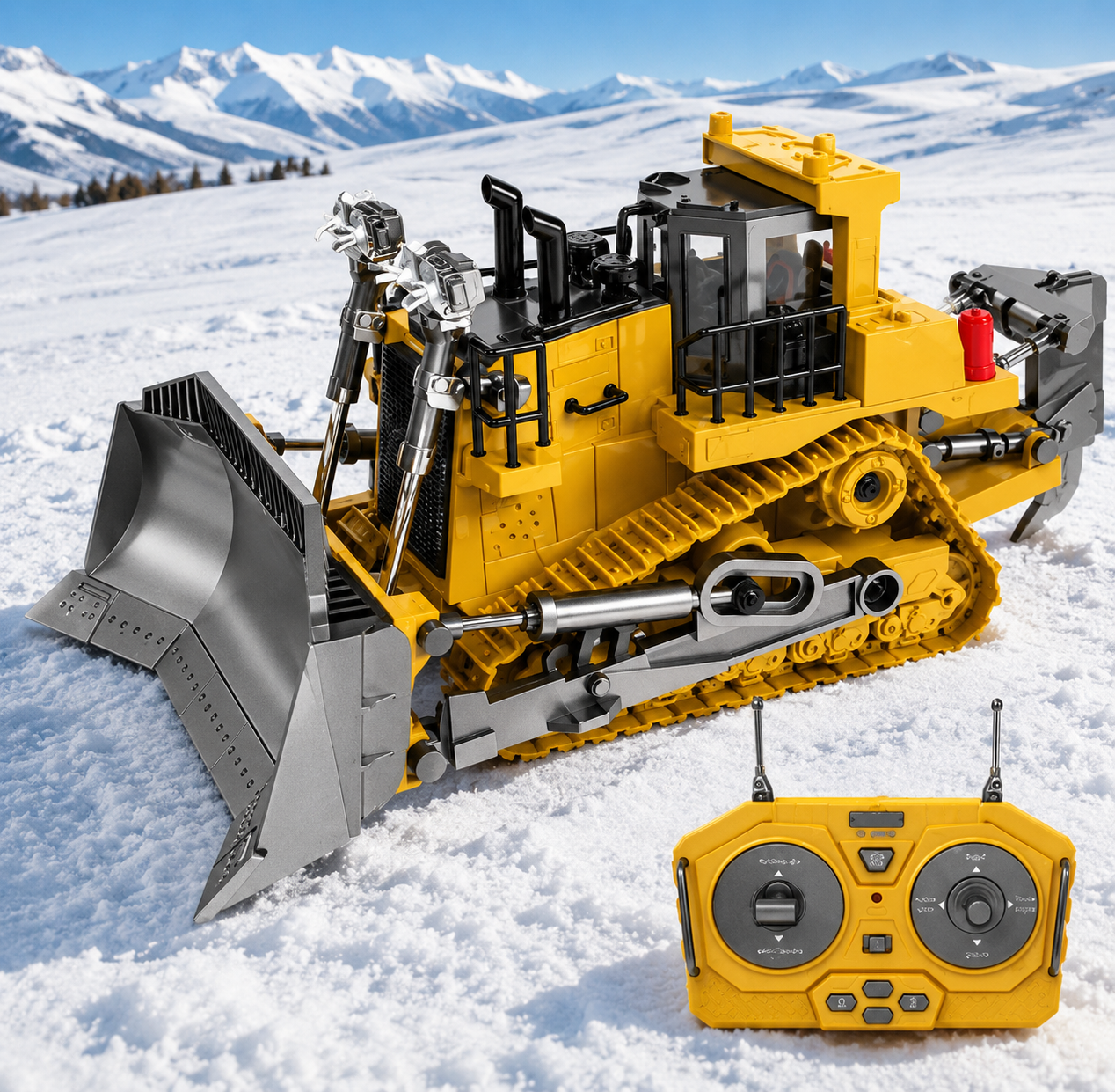 Bulldozer Télécommandé RC 1:24 en Alliage – Engin de Chantier 9 Canaux 2,4 GHz Lame Fonctionnelle | Jouet Construction Rechargeable Enfants