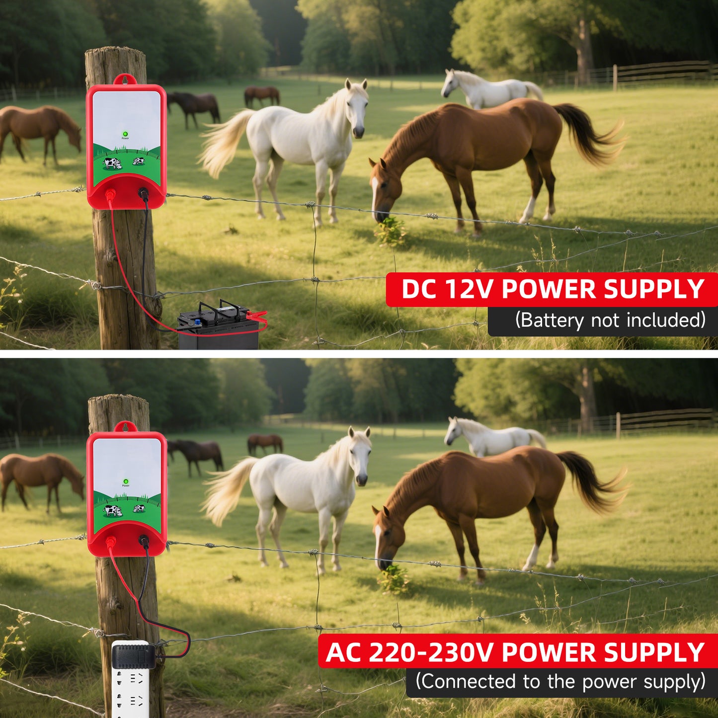 Kit Clôture Électrique 12V – Électrificateur 3KM – Pour Bétail, Mouton, Cheval, Volaille – Affichage LED, Installation Facile