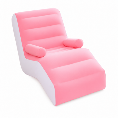 Fauteuil Gonflable Inclinable avec Accoudoirs – Chaise Longue Pliable Intérieur Extérieur – Rose