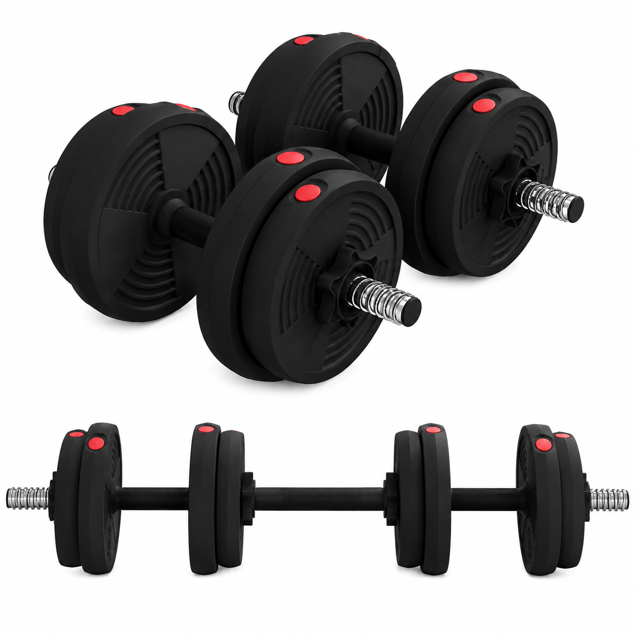 Haltères Réglables 2 en 1 – 15 kg avec Barres Incluses – Kit Musculation Fitness à Domicile