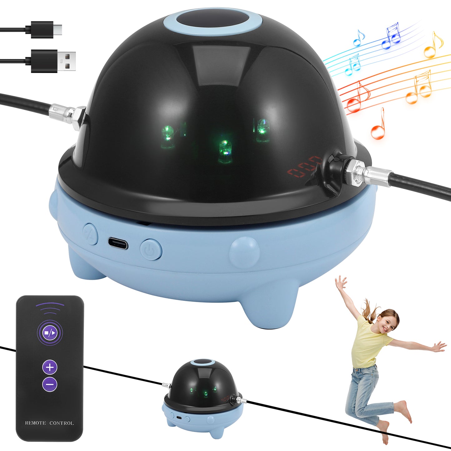 Machine de Saut Électronique Intelligente avec Télécommande LED et Haut-Parleur Bluetooth Appareil Fitness Intérieur