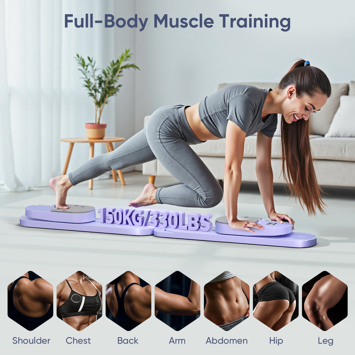 Planche d’Exercice Abdominale Multifonctionnelle avec Résistance à Rebond – Entraîneur de Musculation à Domicile pour Abdominaux, Bras et Jambes