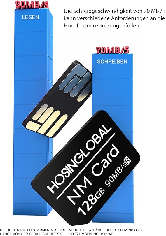 Carte Mémoire NM 128Go 90MB/s Huawei P30 P40 P50 Mate 20 30 40 Nano Memory Compatible Smartphone
