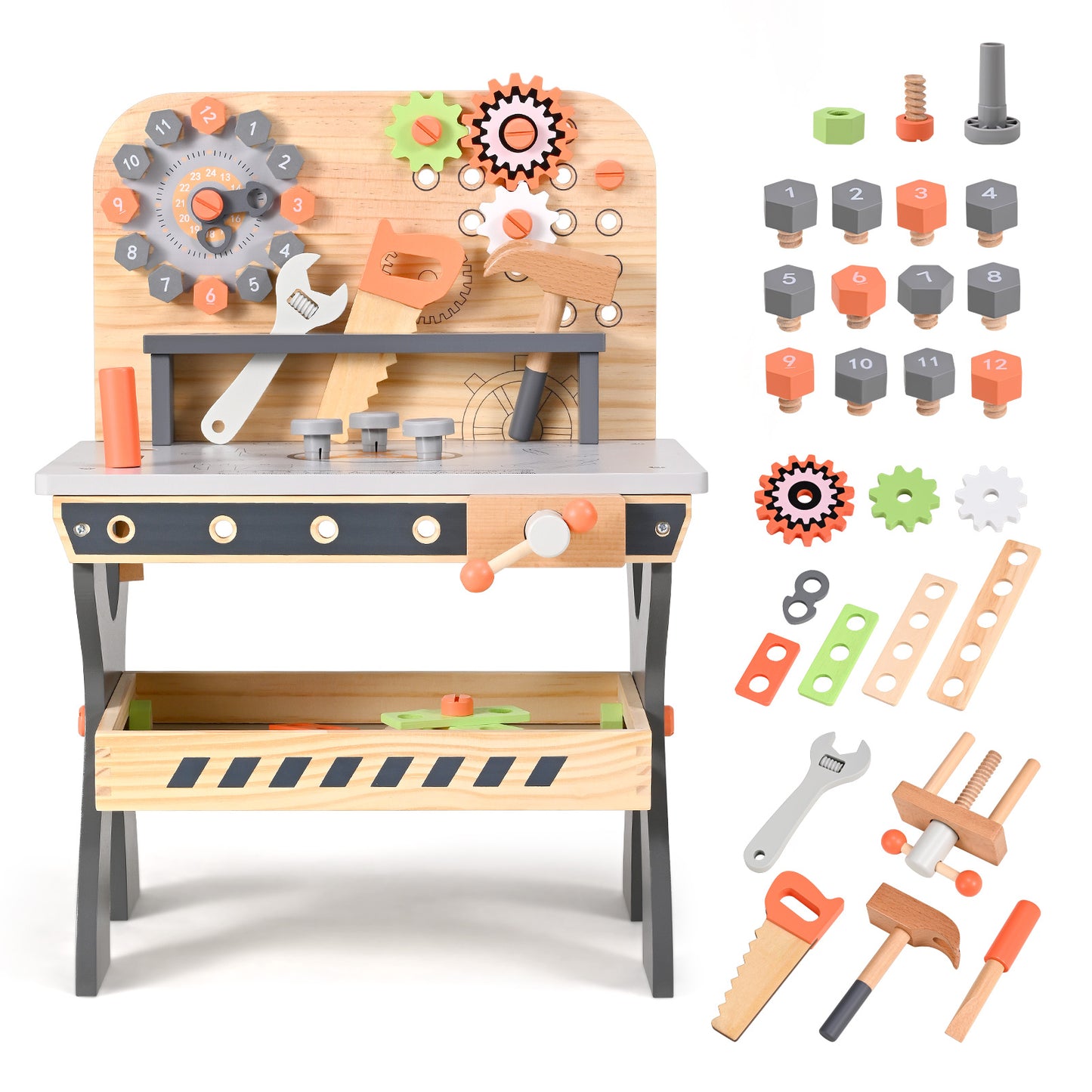 Établi Jouet Enfant en Bois – Banc à Outils Créatif Jeu de Construction Simulation