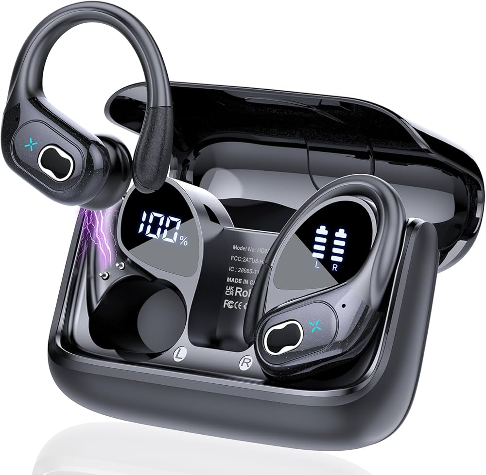 Écouteurs Bluetooth 5.4 Sans Fil Sport avec Réduction de Bruit ENC – Casque Intra-Auriculaire HiFi Stéréo – Autonomie Longue Durée 75H – Micro Intégré et Boîtier de Charge LED