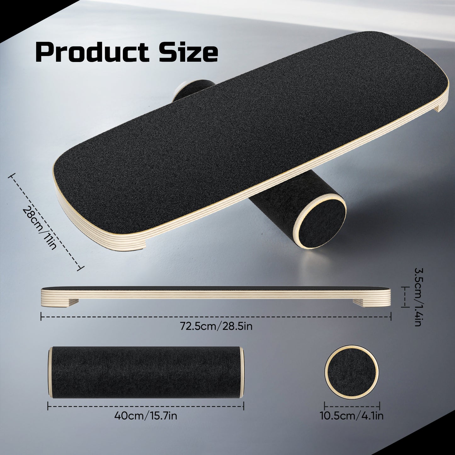 Planche d’Équilibre Bois 72,5 cm – Balance Board Surf & Yoga – Entraînement Fitness et Gainage