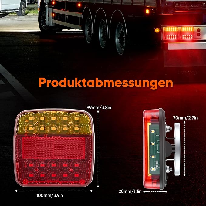 Feux Arrière LED Sans Fil pour Remorque 12V/24V – Kit Feux Magnétiques Rechargeables USB Étanches – Éclairage LED pour Caravane, Camion, Remorque et Porte-Vélos