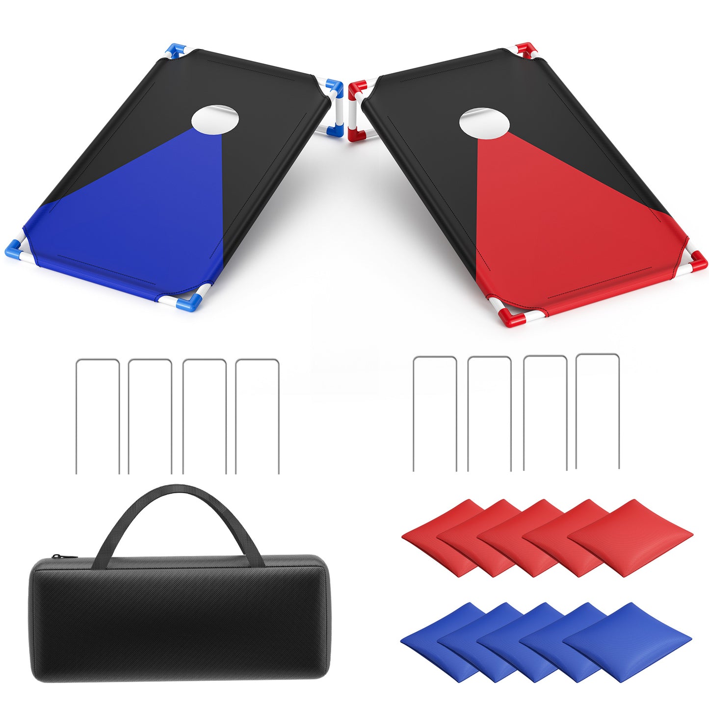 Jeu Cornhole Portable 3x2 ft – Jeu de Lancer Extérieur avec 8 Sacs + Sac Transport – Jardin Plein Air