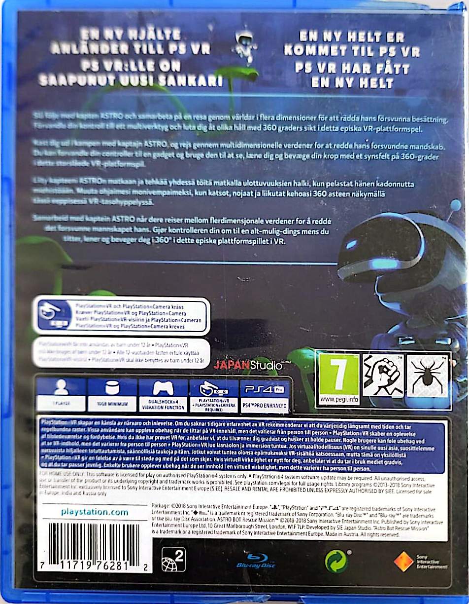 Astro Bot Rescue Mission PS4 PlayStation VR Jeu PlayStation 4 Édition Européenne