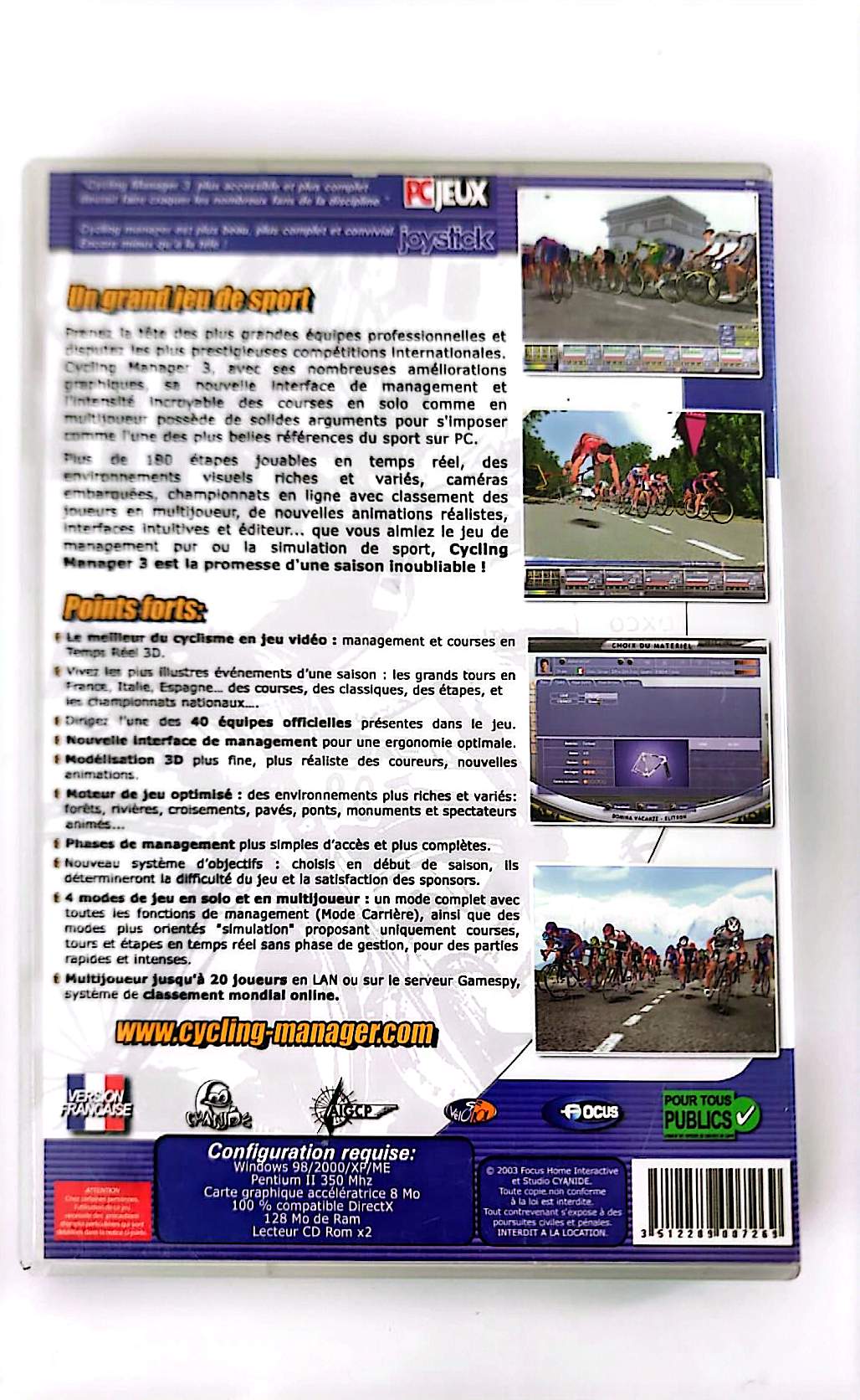 Cycling Manager 3 – Saison 2003-2004 | Jeu PC CD-ROM | Focus Home Interactive | Version Française