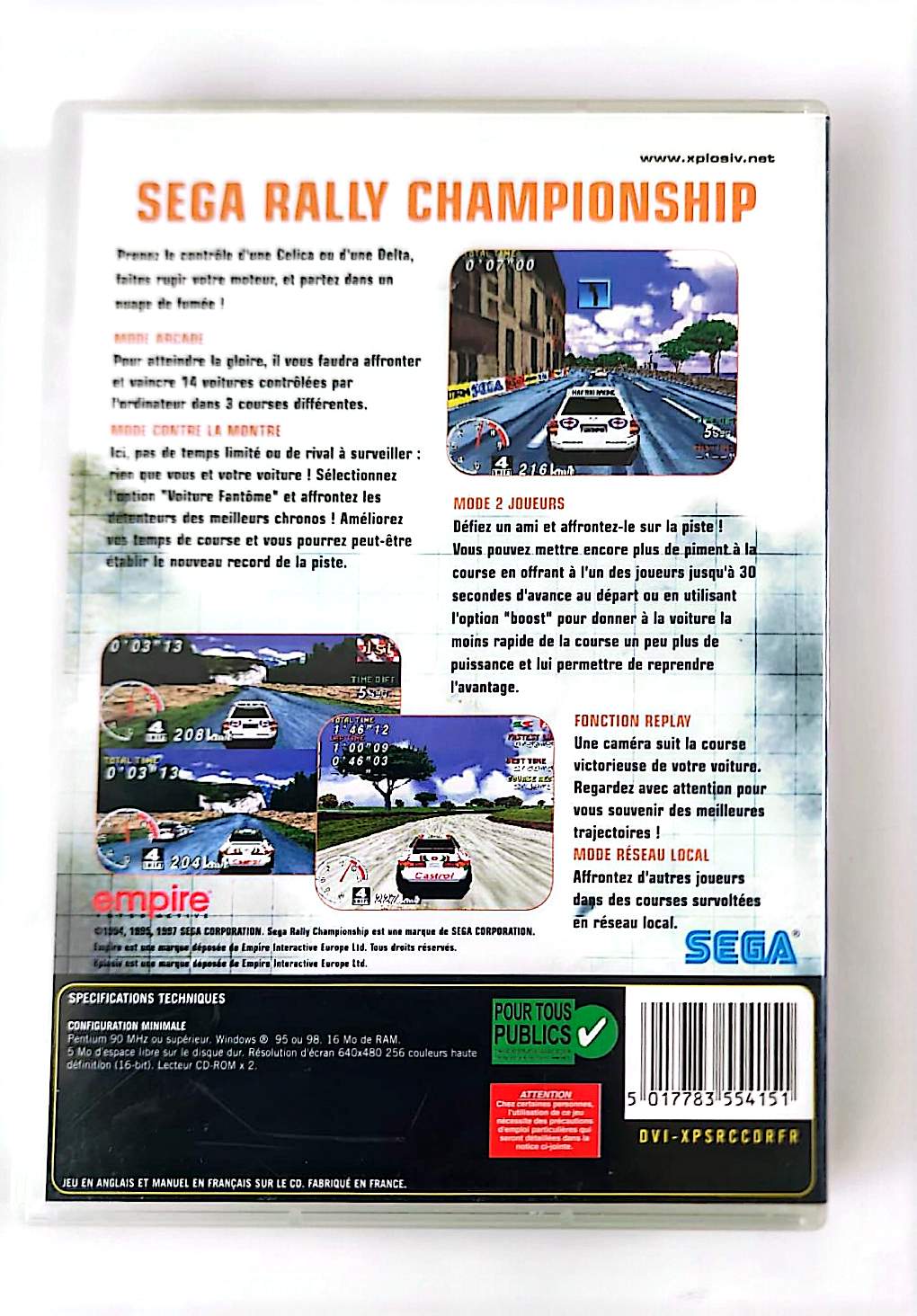 Sega Rally Championship – Jeu PC CD-ROM | SEGA | Xplosiv | Toyota & Lancia | Manuel Français