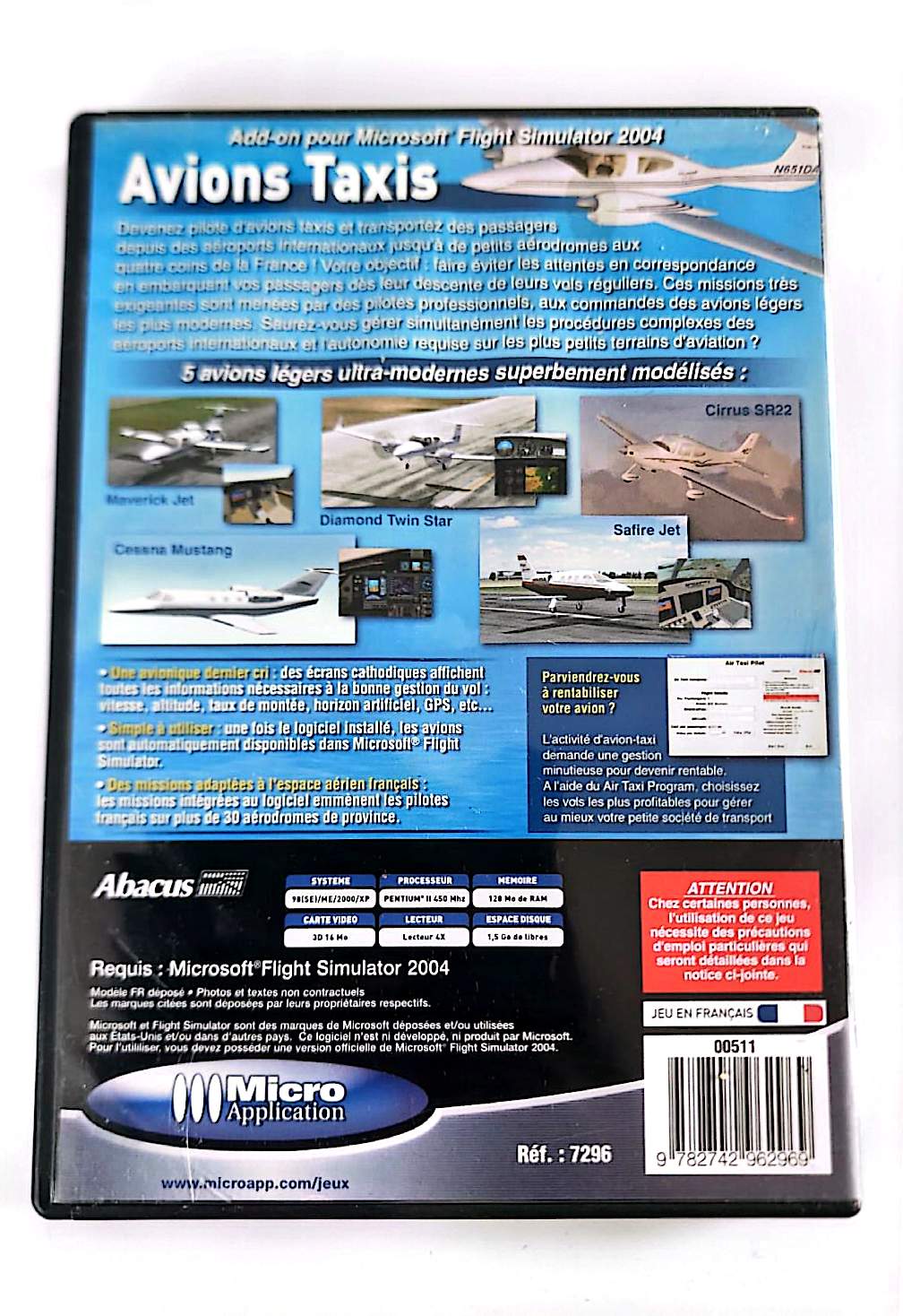 Avions Taxis – Add-on Microsoft Flight Simulator 2004 | PC CD-ROM | Micro Application | Abacus | Français