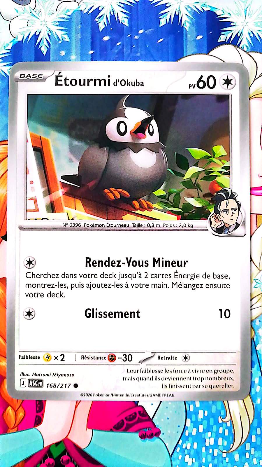 Carte Pokémon Étourmi d’Okuba 168/217 PV 60 – Carte Officielle Française – Pokémon Incolore
