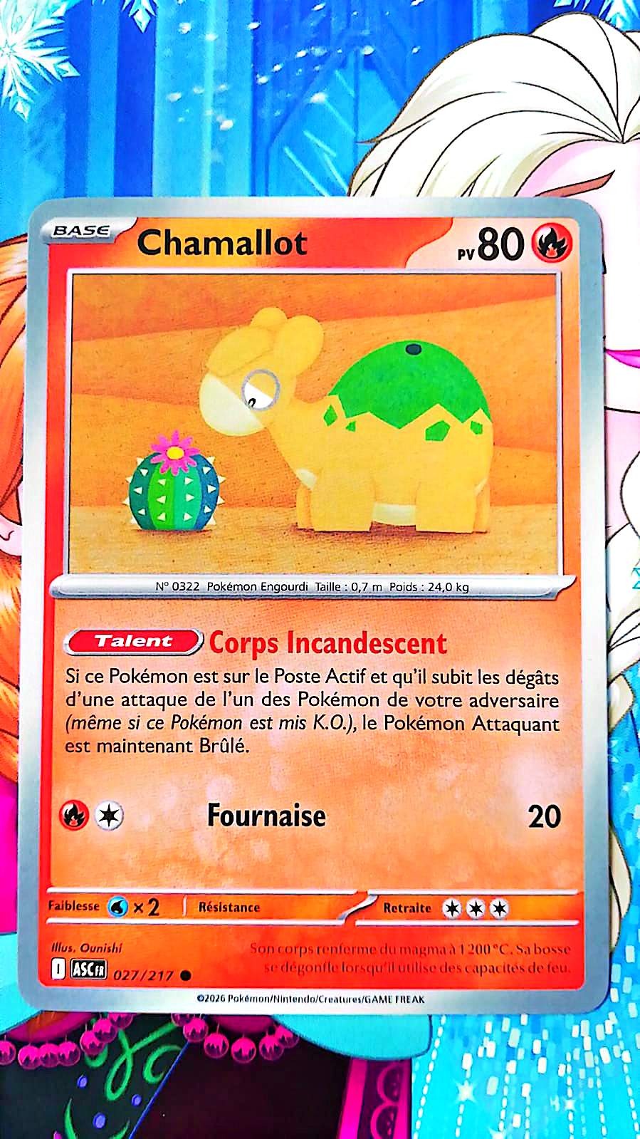 Carte Pokémon Chamallot 027/217 PV 80 – Carte Officielle Française – Pokémon Feu – Talent Corps Incandescent