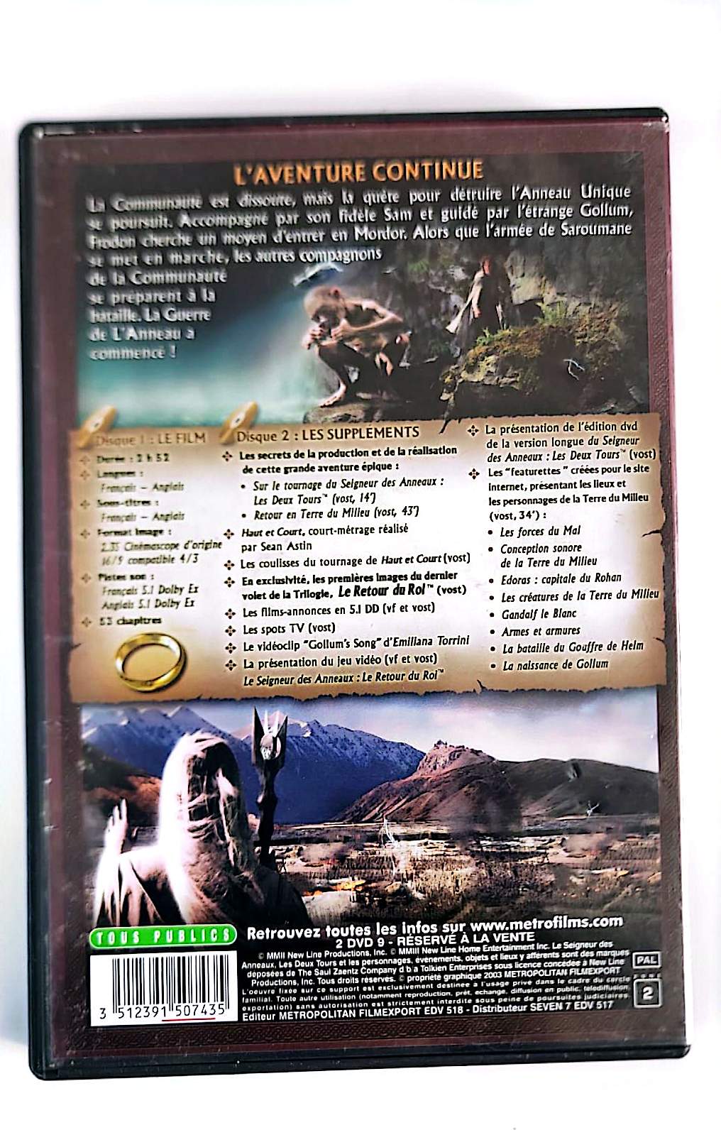 Le Seigneur des Anneaux : Les Deux Tours – Édition Prestige 2 DVD | Peter Jackson | Tolkien | Zone 2