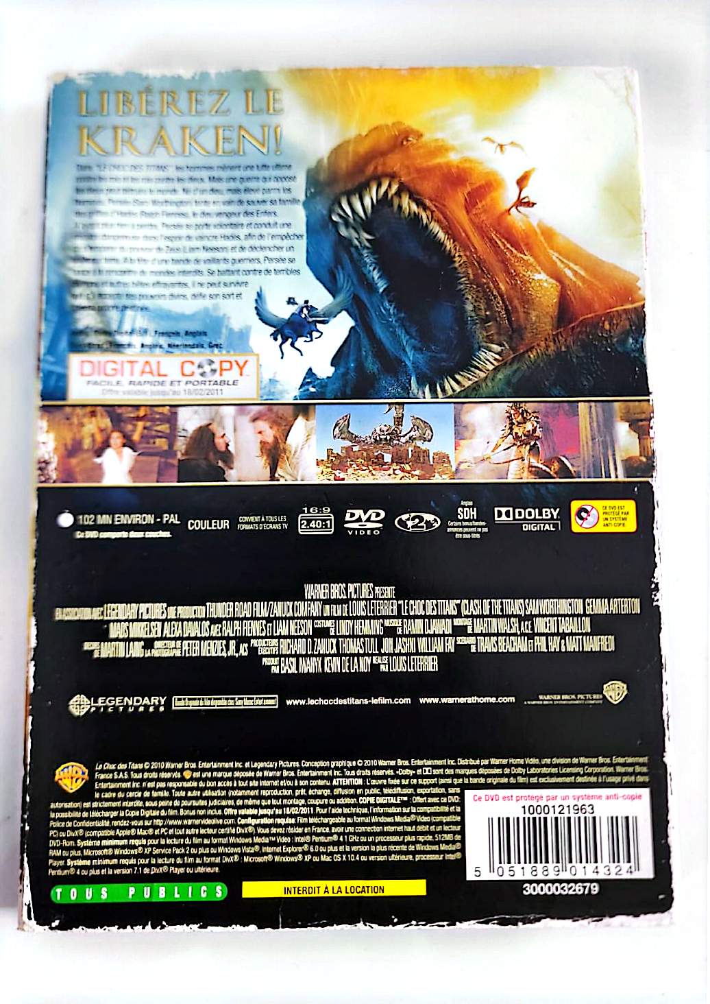 Le Choc des Titans – DVD | Mythologie Grecque | Sam Worthington, Liam Neeson, Ralph Fiennes | Warner Bros | Zone 2