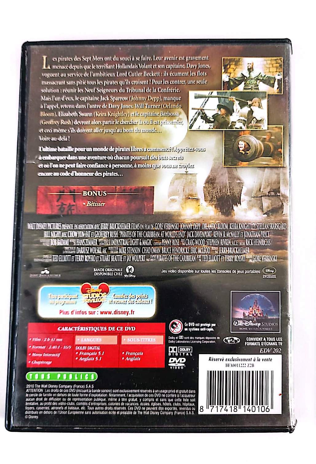 Pirates des Caraïbes : Jusqu’au Bout du Monde – DVD | Film Aventure Action | Johnny Depp | Disney | Zone 2