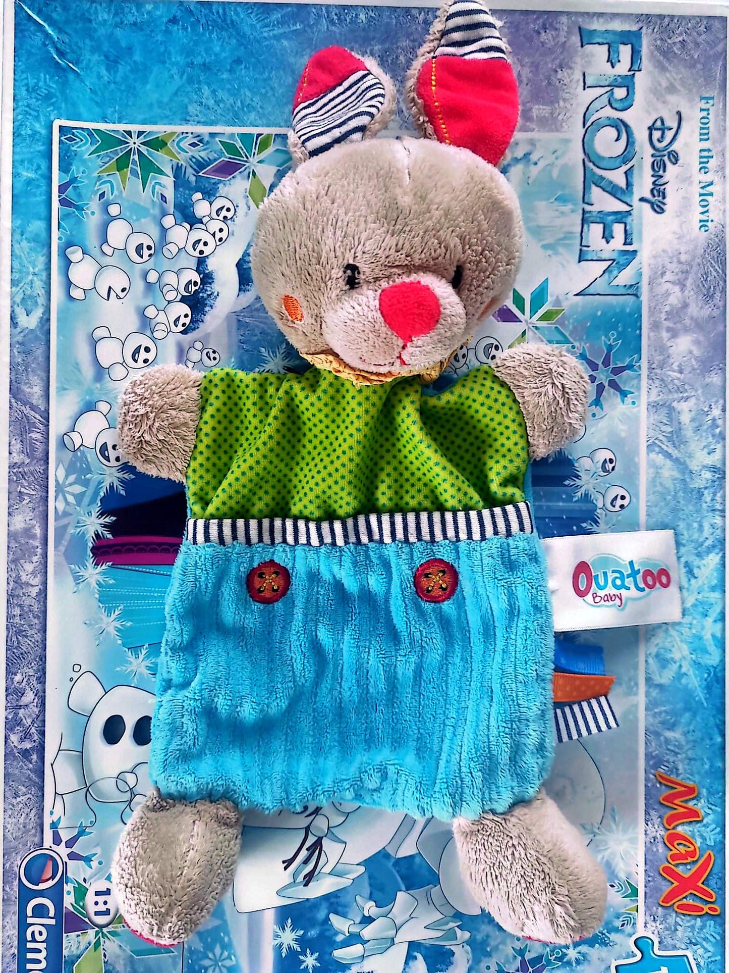 Doudou Marionnette Lapin Bébé Ouatoo Baby – Peluche Multicolore
