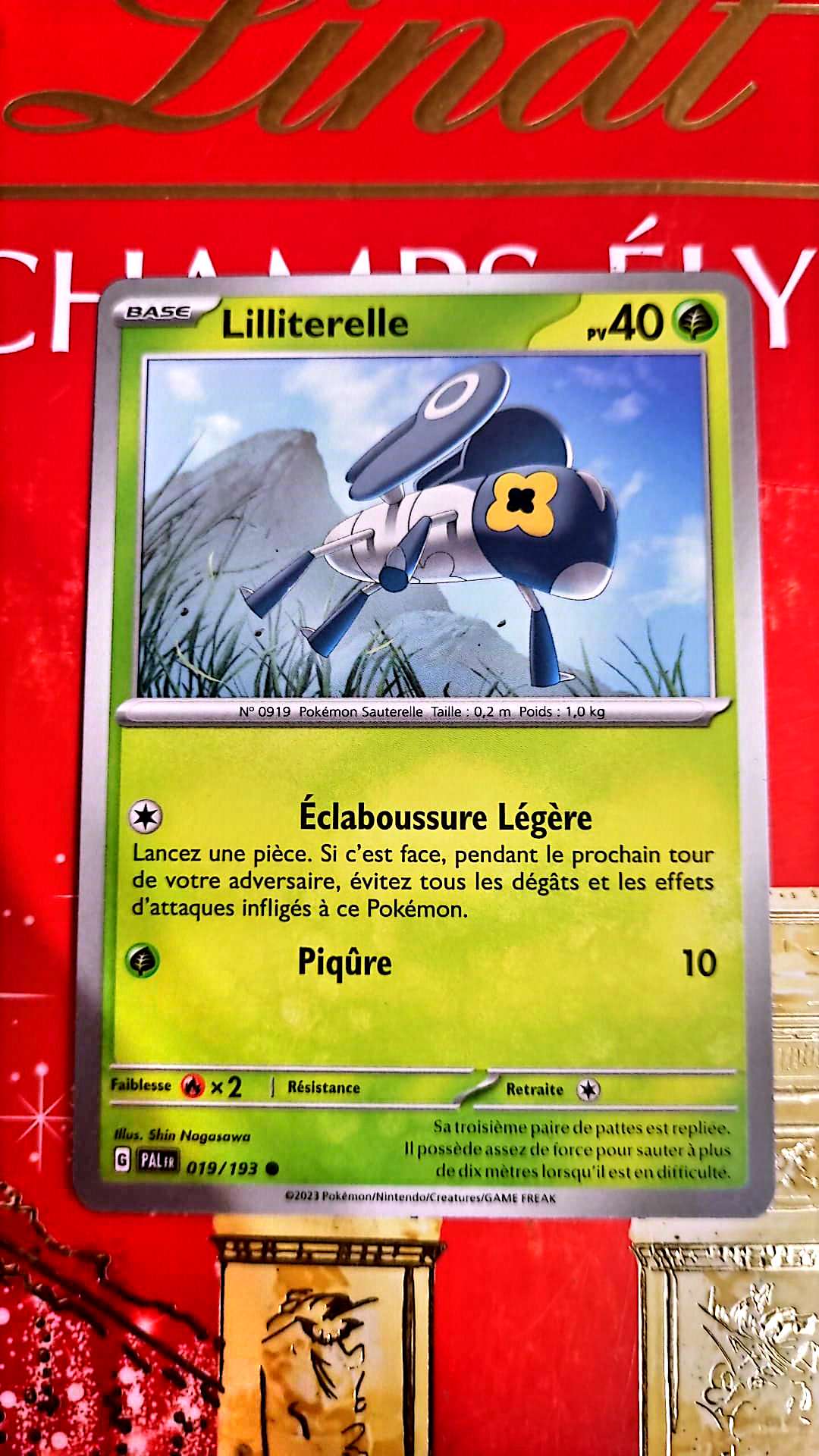 Carte Pokémon – Lilliterelle – 40 PV – Attaques Éclaboussure Légère et Piqûre