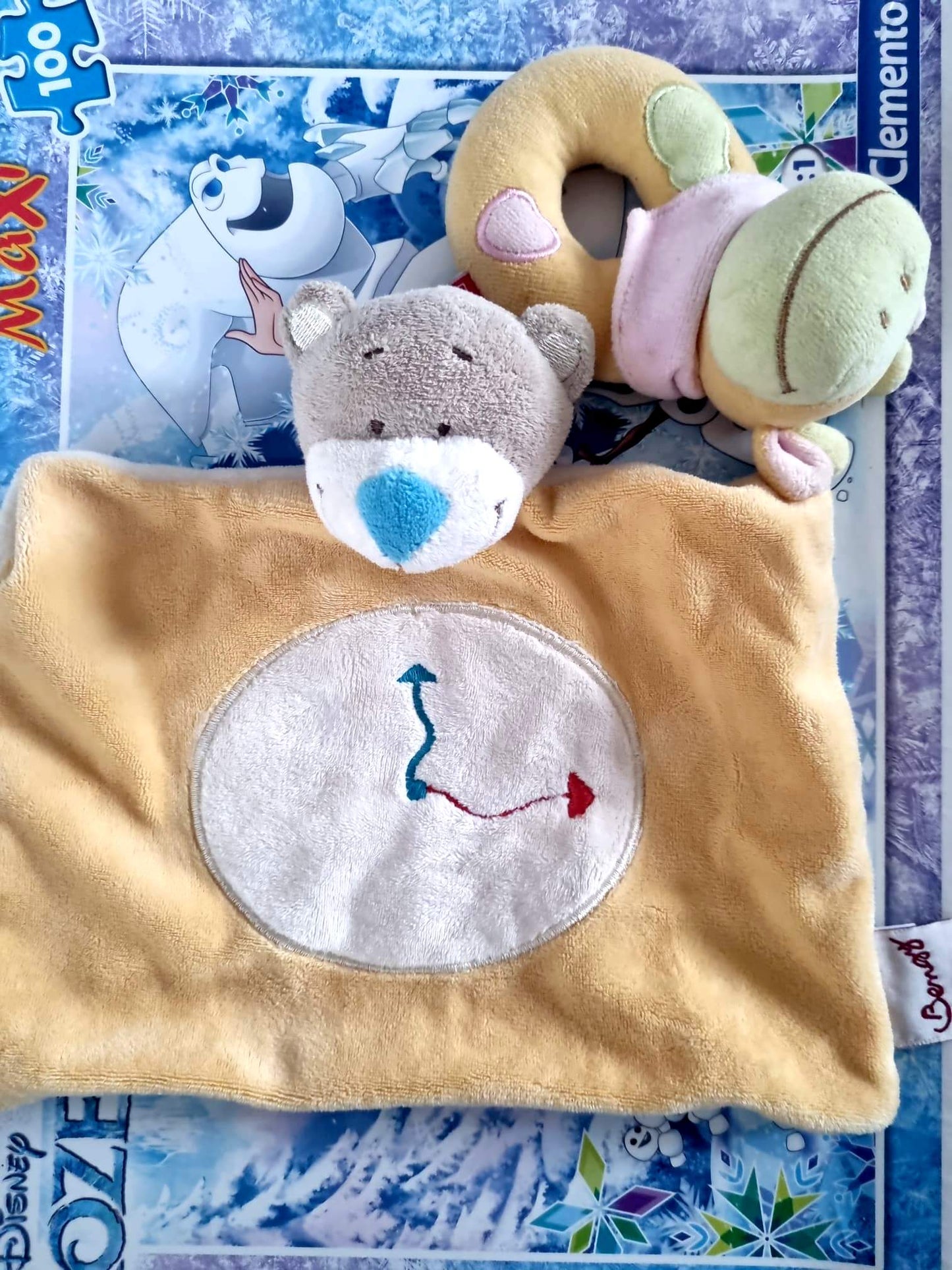 Doudou Bébé Ours Plat Beige – Peluche Douce