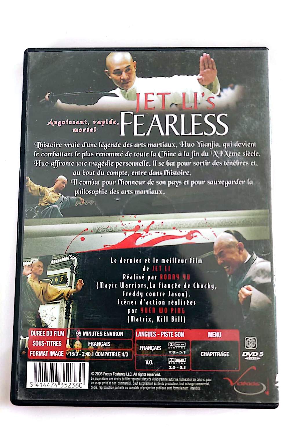 Jet Li's Fearless – DVD | Jet Li | Ronny Yu | Arts Martiaux Action | VF & VO | Occasion Bon État