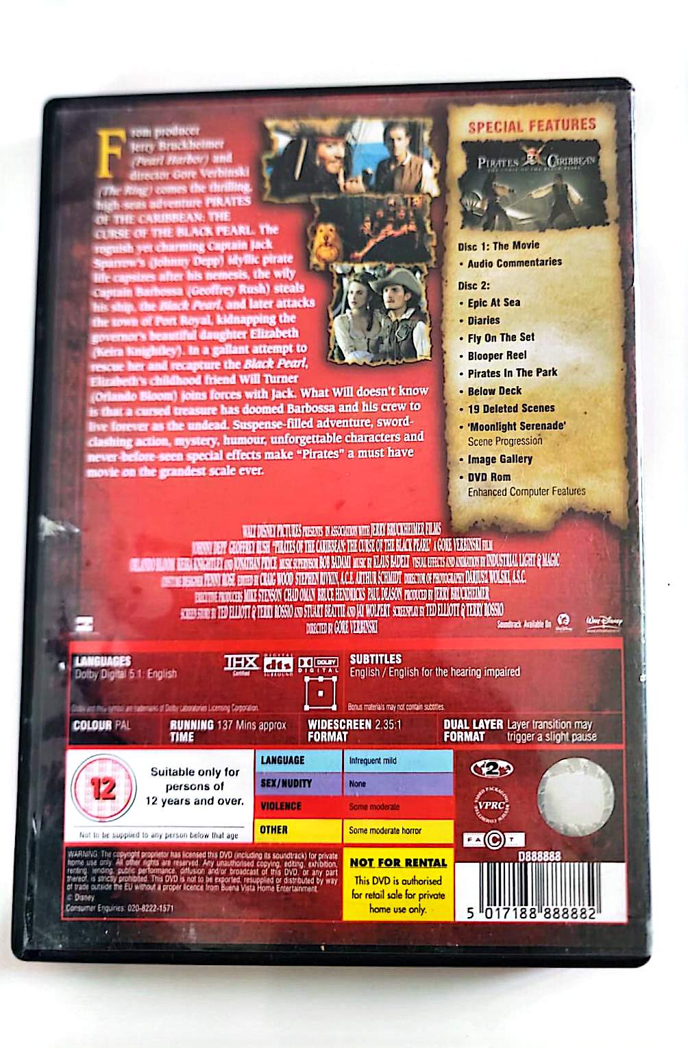 Pirates des Caraïbes : La Malédiction du Black Pearl – Édition Collector 2 DVD | Johnny Depp | Disney | Occasion Bon État