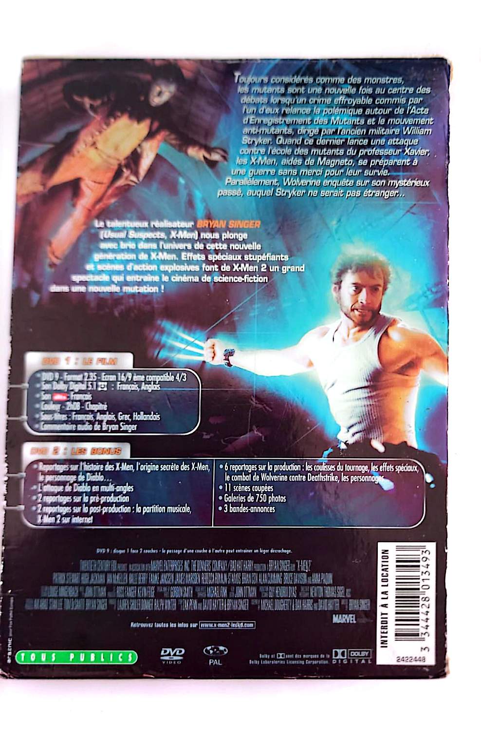 X-Men 2 – Édition Collector 2 DVD | Hugh Jackman | Bryan Singer | 20th Century Fox | VF | Occasion Bon État