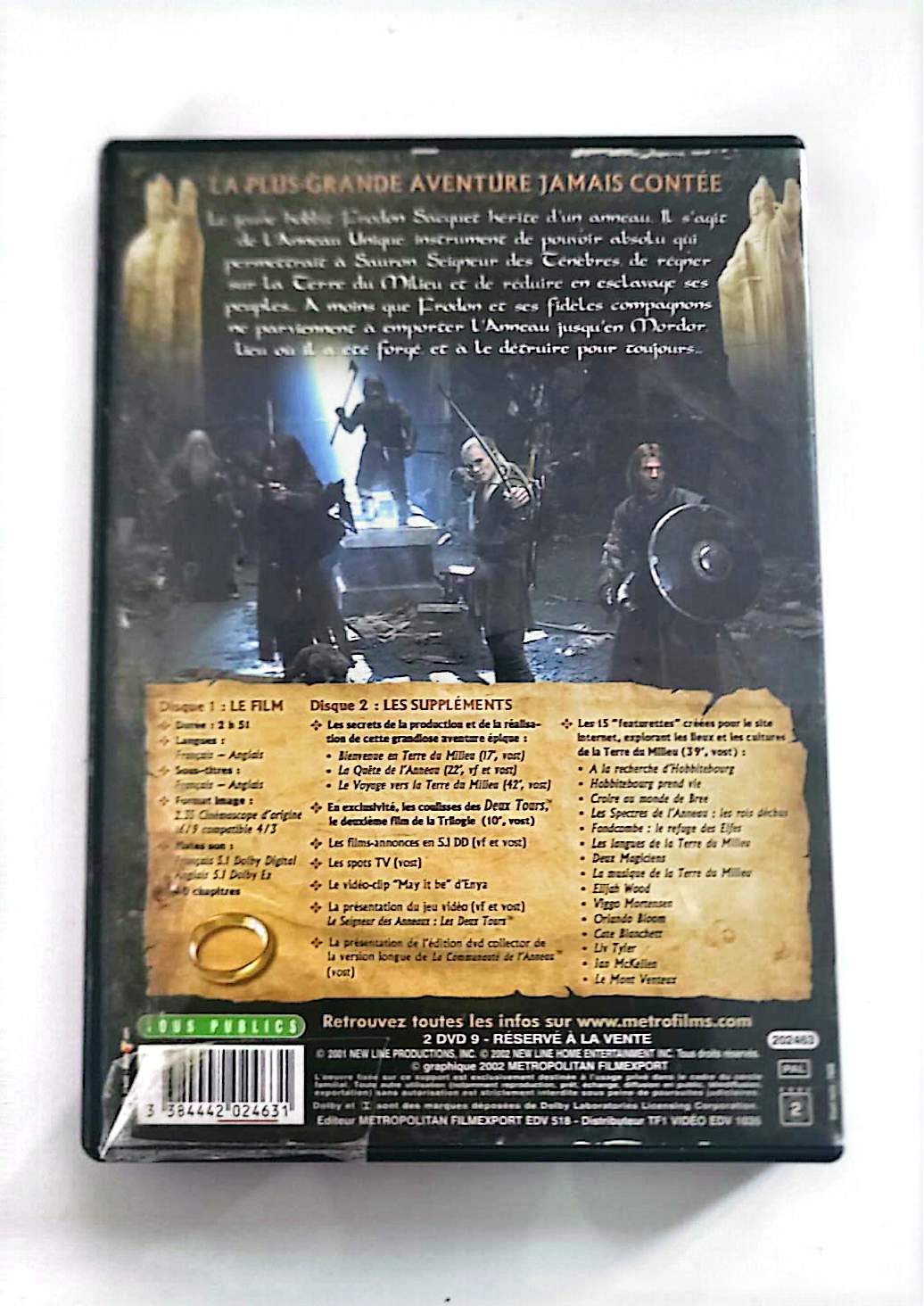 Le Seigneur des Anneaux : La Communauté de l'Anneau – Édition Prestige 2 DVD | Peter Jackson | Metropolitan | VF | Occasion Bon État