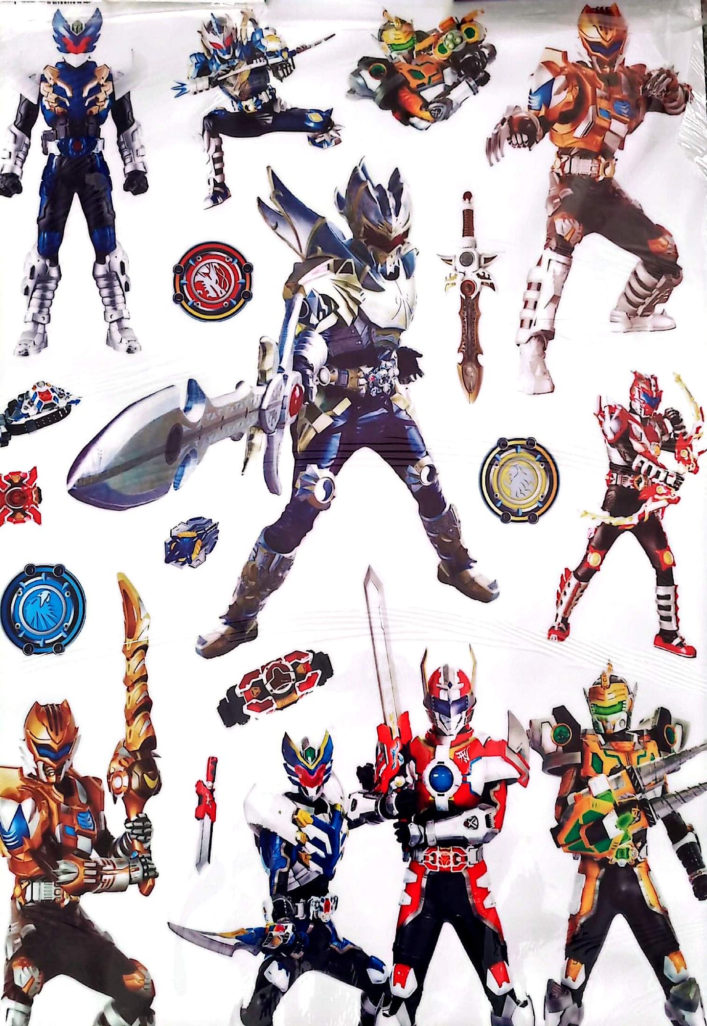 Sticker mural géant Guerriers en armure style tokusatsu 90x60 cm – Décoration murale héroïque action