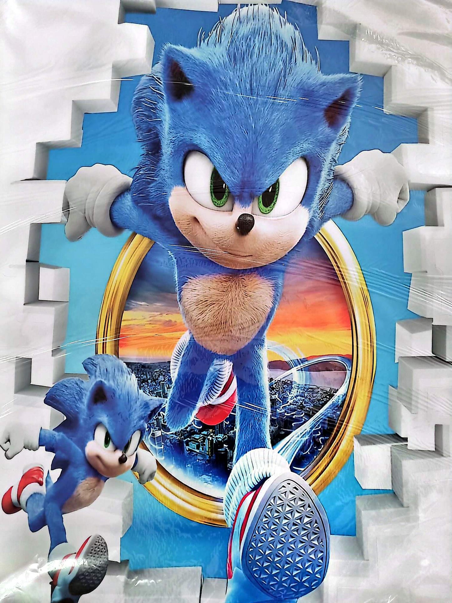 Sticker mural SONIC hérisson bleu 90x60 cm – Décoration murale chambre enfant gamer