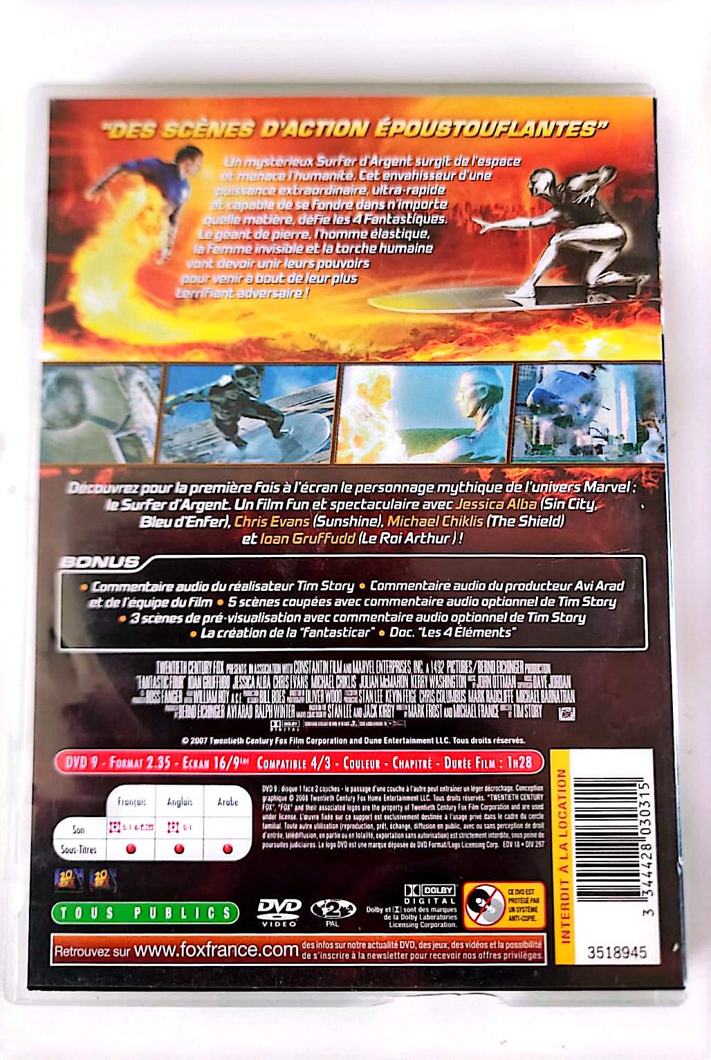 Les 4 Fantastiques et le Surfer d’Argent – DVD – 20th Century Fox – Jessica Alba, Chris Evans – Zone 2 PAL