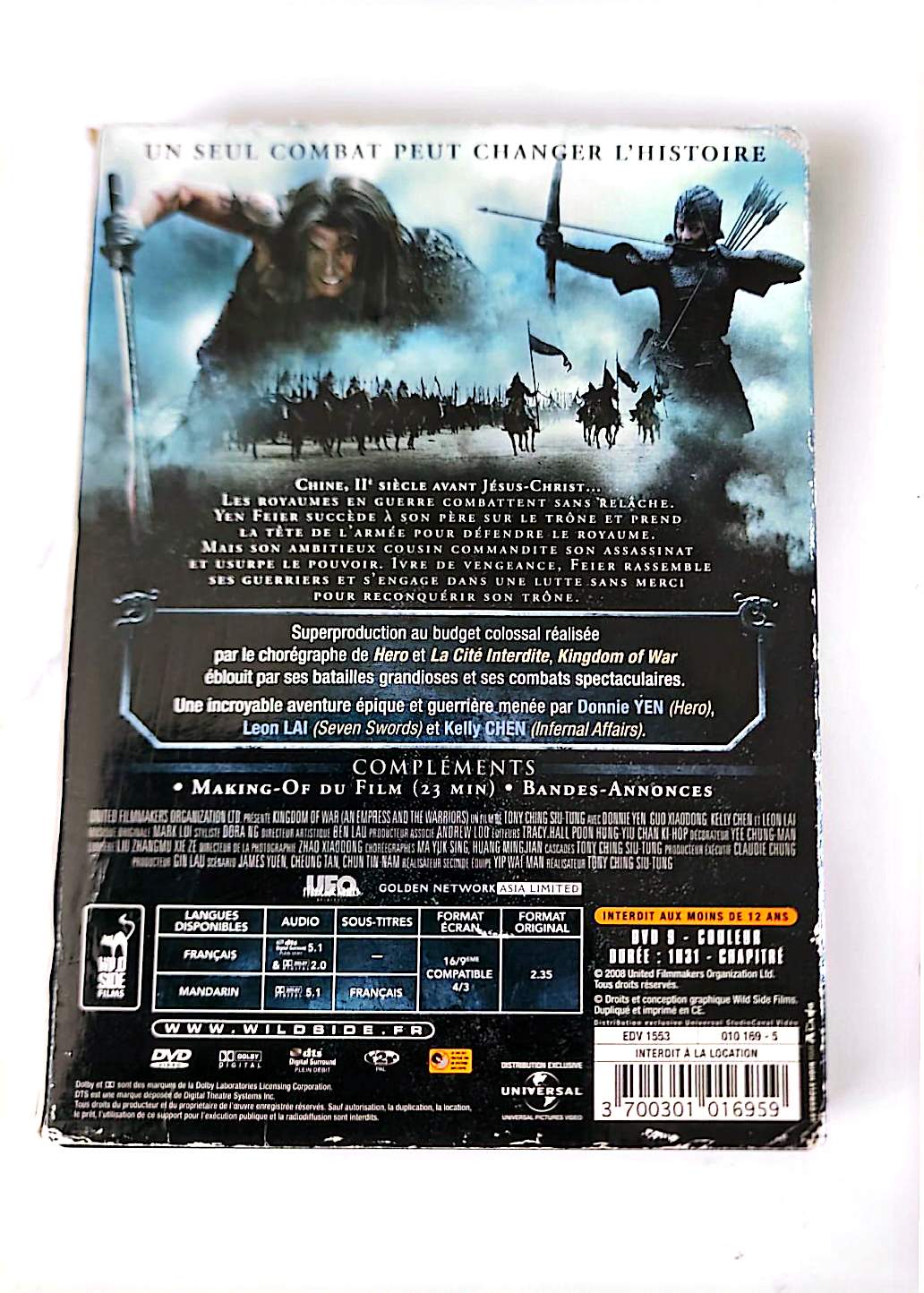 Kingdom of War : Le Royaume des Guerriers DVD – Action Guerre Historique – Tony Ching Siu-Tung – VF