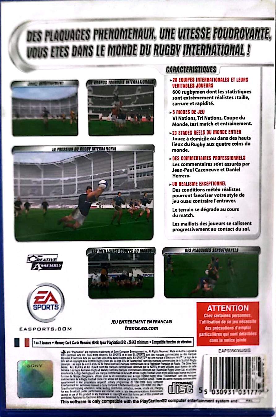 EA Sports Rugby Jeu PS2 PlayStation 2 PAL – Rugby International Officiel FFR – Jeu Entièrement en Français