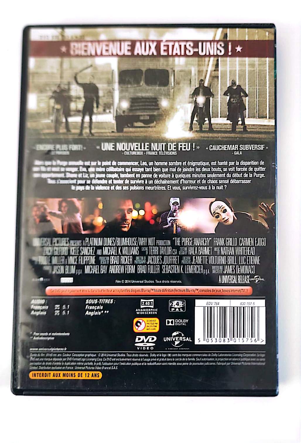 American Nightmare 2 : Anarchy DVD – Horreur Thriller – The Purge Anarchy – VF/VO