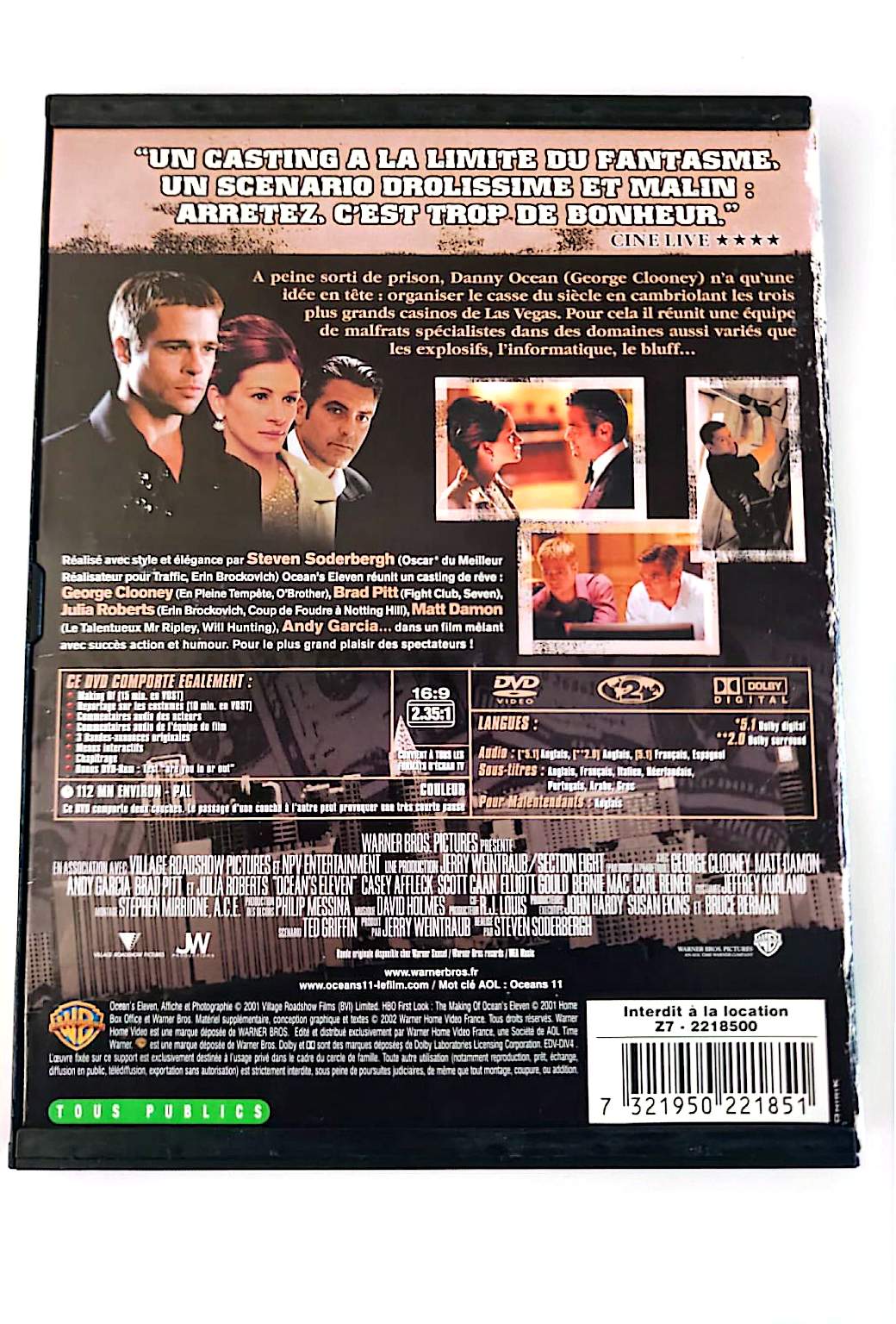 Ocean's Eleven DVD – George Clooney, Brad Pitt, Julia Roberts – Film Braquage Action | Zone 2 PAL Français