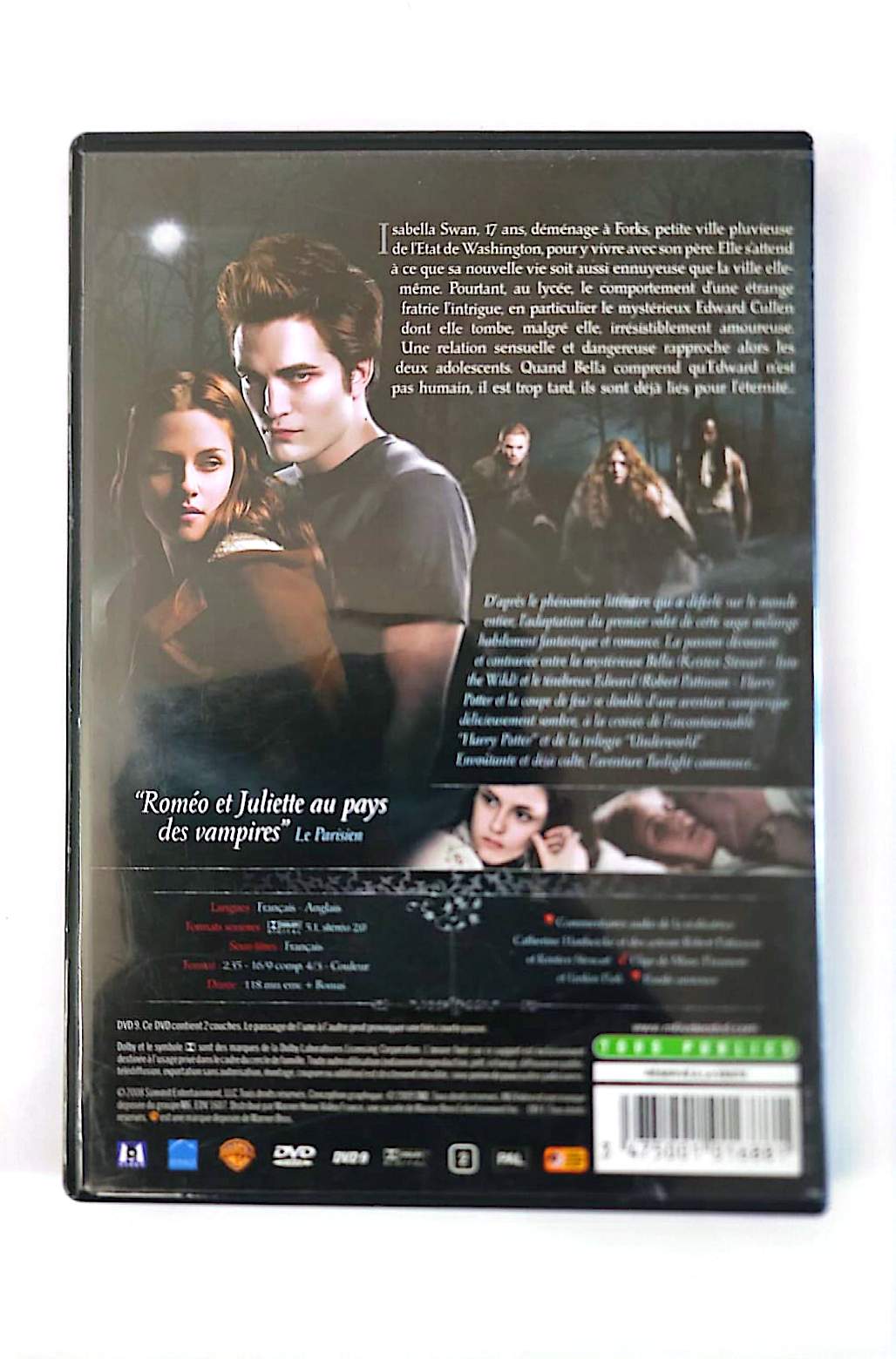 Twilight Chapitre 1 : Fascination DVD – Kristen Stewart, Robert Pattinson – Romance Fantastique – VF/VO