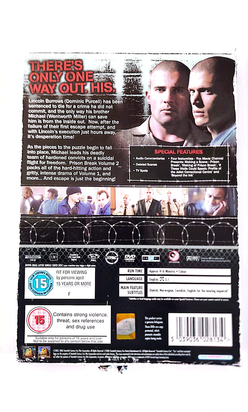 Prison Break Saison 1 Partie 2 DVD – Épisodes 14-22 – Wentworth Miller – Thriller Zone 2