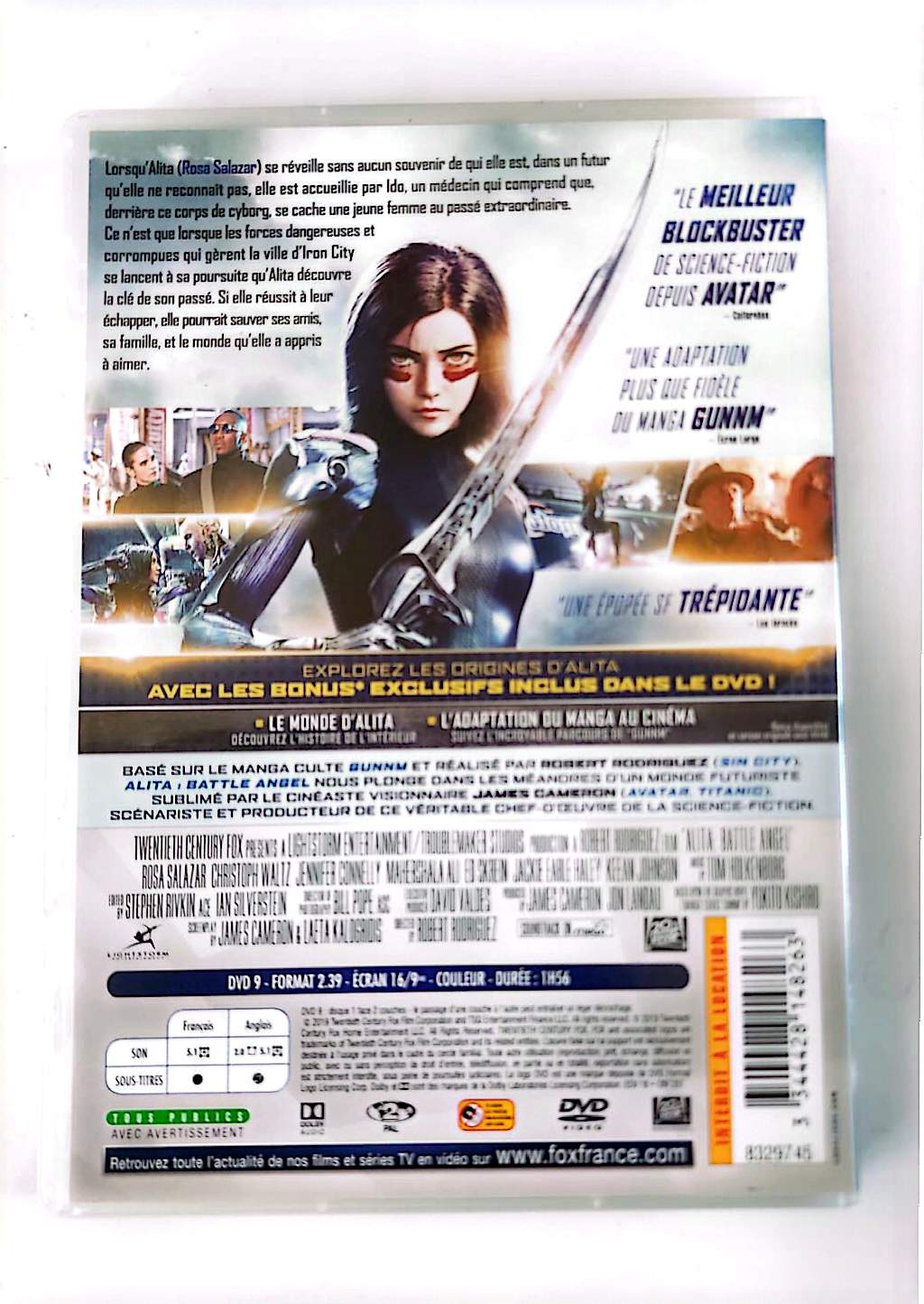 Alita Battle Angel DVD – Rosa Salazar, Christoph Waltz – James Cameron SF Action | Zone 2 PAL Français Anglais